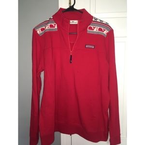 VINEYARD VINES RED HOLIDAY SHEP SHIRT MEDIUM